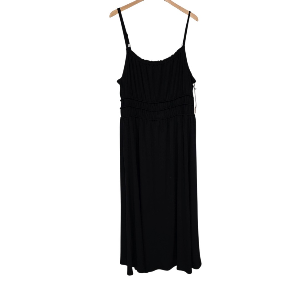 Nine‎ Britton Jani Scoop Neck Knit Maxi Dress Black 2X Plus Size Smocked Waist